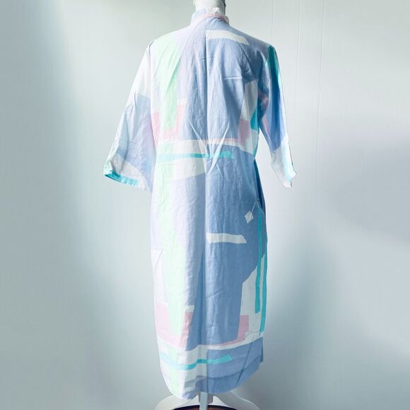VTG Catherine Ogust Penthouse Gallery 70s Pastel Abstract House Dress Caftan OS - Picture 10 of 13